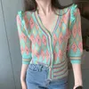 Malha de manga curta feminina fina cardigan suéteres primavera verão com decote em v recortado topos moda magro jaquetas femininas 240111