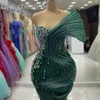 2024 Aso Ebi Dark Green Mermaid Prom Dress Sweetheart Beaded Crystals Evening Formal Party Second Reception Birthday Engagement Gowns Dresses Robe De Soiree ZJ42