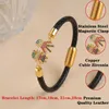 Charme Pulseiras 11 Estilo Zircônia Pai Criança Personagem Tema Pulseira Preto / Café Couro Trançado Bangle Para Amigos Amados Jóias