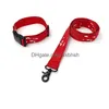 Collier de chien rouge laisses ensemble réglable chiens chats lettre impression colliers chat sans poils Schnauzer seau français livraison directe Dh4Sc