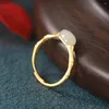 Cluster Rings Natural An Jade Bamboo Woman Luxury Gold Vintage Jewelry Adjustable Red Agate For Couple Fashion Accessories