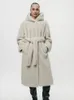 RR2833 X-длинные пальто из искусственного меха с капюшоном Зимние теплые куртки из искусственного норкового меха на кнопках спереди Женская меховая куртка с поясом на талии 240112