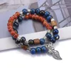 Charm Bracelets Chinese Ceramic Beaded Women Boho Ethnic Bracelet With Metal Leaf Bell Pendant Bohemian For Men Gifts