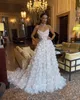 Boho A Line Wedding Dresses Bone Bodice Illusion V Neck Dress Sweep Train Full Floral Applicants Tulle Designer Wedding Bridal Clows