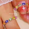 Cluster Rings Unice Classic Real 18K Solid Yellow Gold Jewelry AU750 Water Drop Shape Natural Colors Sapphire Rainbow for Women Gift