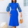 Casual Dresses Corporate Women Elegant Office Wears Lady Dress Knee Length Damask Sleeves Beautiful Mermaid Ladies Church