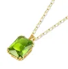 14K gouden Peridot edelsteen hanger kettingen voor vrouwen zilver 925 sieraden vierkant Boho bruiloftsgasten cadeau Valentijnsdag sieraden 240112