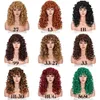 Vermelho marrom cobre gengibre curto solto encaracolado perucas para mulheres sintético natural cosplay peruca de cabelo com franja resistente ao calor lizzy 240111