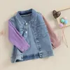 Jassen 1-5Y Kinderen Denim Jas Peuter Contrasterende Kraag Lange Mouw Revers Button Down Jassen Jongens Meisjes Lente Herfst Kleding Bovenkleding