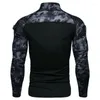 Magliette da uomo T-shirt mimetica a maniche lunghe Camicia casual sportiva alla moda militare all'aperto