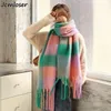 Winter Cashmere Scarf Women Design Warm Pashmina Blanket long tassel Scarves Female Shawl Wraps Thick Foulard Bufanda 240111