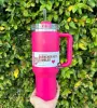 Camelia Pink Gradient H2.0 40oz Stainless Steel Tumblers Cups with Silicone handle Lid And Straw Travel Car mugs Keep Drinking Cold Water Bottles 0206