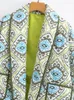 Kvinnors dike rockar Fashion Print Womens Padding Coat med fickan lång ärm överdimensionerade parkas kvinnliga vintage varm tjock vinterjacka