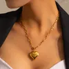 Ожерелья с подвесками Uworld, 18-каратное позолоченное гладкое любовное очарование, ожерелье из нержавеющей стали, массивное сердце, ожерелье, браслет, воротник, Acero InOXIDable Mujer