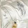 Estilo chinês paisagem bordado luxo conjunto de cama suave capa edredão macio colcha folha fronhas 240112