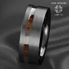 8mm Black Brushed Tungsten Carbide Ring Off Center Koa Wood Wedding Band Customized Jewelry 240112