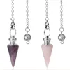 Pendanthalsband Amethyst Rose Quartz Natural Stone Gemstone Rock Amulet Reiki Pendulum Healing Crystal Conical