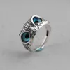 Retro Devil's Eye Uil Ring Creatief overdreven dier Opening Verstelbare Ring Cross Wish 339 170