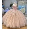 Luxury Pink Quinceanera Dress 2024 3D Flowers Off The Shoulder Prom Dresses Princess Ball Gowns Vestido de 15 Custom Made