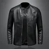 Printemps automne hommes moto veste en cuir col montant solide blanc vestes tendance coupe-vent Streetwear Faux cuir vêtements d'extérieur 240112