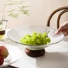 Plates Fruit Plate In The Living Room Of Home Light Luxury Afternoon Tea Glass Snack Tray Rubber Wood High Candy