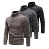 Suéteres y jerseys de cuello alto de marca para hombre, suéter tejido a la moda, jersey de invierno para hombre, ropa informal de lana sólida 2023 240112