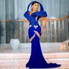 Bleu royal Aso Ebi Robes de bal pour femmes noires Illusion de sirène Robes de soirée formelles Robe de fête d'anniversaire Robes de fiançailles Occasions spéciales Robe simple NL496