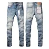 Designer jeans för mensbyxor lila jeans lila jeans män jeans trender oroliga rippade cyklist smala fit motorcykel mans staplade jeans män baggy jeans