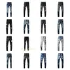 Mens Jeans Purple High Street Casual Print Jeans byxor överdimensionerade rippade lapphål denim rak mode streetwear smal