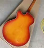 In magazzino!! intarsio a conchiglia Chitarra elettrica 2 Pickup Cherry Sunburst Colore 24 tasti Cordiera Ponte Tastiera in palissandro di alta qualità