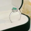 Cluster Rings Luxury Sterling 925 Silver Water Drop Emerald Women's Ring Inlaid With Zircon Elegant Style For Men And Women