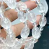 Link Bracelets Natural Clear Quartz Bucket Beads Bracelet Women Fashion Reiki White Round Stone Strand Bangles Summer Jewelry Gift