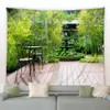 Jardin chinois paysage tapisserie printemps vert bambou arc pont Nature paysage tenture murale maison salon chambre décor tapis 240111
