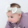 Hårtillbehör Kabel Stick Knut Bow Nylon pannband Mjuka huvudomslag Pompom Trim Wide Turban Pannband Baby Girls