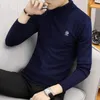 autumn and winter fashion slim mens solid color sweater turtle neck 240111