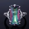 Charm Female Ring Multicolor Rainbow Fire Mystic Topaz 925 Sterling Silver Vintage Wedding Rings for Women Fashion Jewelry 240112