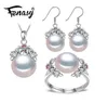 Fenasy 925 Sterling Silver Natural Pearl Ruby Jewelry Sets For Women Vintage Dangle Earrings Bohemian Flower Necklace J1907181276520