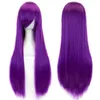 Soowee 80 cm de longs cheveux synthétiques blanc violet Cosplay perruques résistant à la chaleur fibre fête cheveux noirs perruque droite postiche pour les femmes 240111