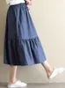 Skirts Denim Skirt Casual Slim Mid Waist A-line Pleated Designer Clothes Women Luxury Lace Up Splicing Midi 2024 Fashion