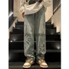 Men's Jeans Star Embroidery Straight Casual Men Jeans Gothic Neutral New Wide Leg Loose Hip-hop Fashion Youth Streetwear Denim Trousers Y2Kephemeralew