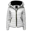 Women's Down Jacket Coat Chic Stand Collar Solid Color Puffer Zipper Closure All-Match Women