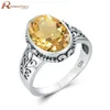 Yellow Citrine Ring For Women Silver 925 Sterling Mens Gemstone Rings Oval Bohemia Handmade Female Jewellery Bridal Sets On Sale 240112