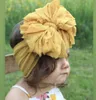 New Turban Fashion Fold Lace Hair Bows Headband For Kids Headwrap Soft Chiffon Big Bow Elastic Girls Hairs Accessories3664202
