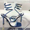 Designer Women Sandals Slim High Heels Dinner Shoes Womens High heeled Luxury Snake wrapped Ankle heel shoes