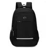 Backpack Large Bag Men Women 29L Oxford Black Solid High School Bags Reflective Stripe Hiking25-75L Fits In 11-15 Inch Laptop