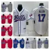 Jersey Custom Buffalobillsmen Mulheres Juventude 17 Josh Allen 14 Stefon Diggs azul vermelho branco Base legal ED Baseball Football