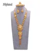 Dubaï hawaïen plaqué or 24 carats ensembles de bijoux de mariée collier boucles d'oreilles bracelet bagues cadeaux ensemble de bijoux de mariage pour les femmes 4573412