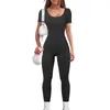 Women's Shapers Fashion Solid Waist Band For Ladies Yoga Pants Workout Ribbed Short Sleeve Leggings Round Neck Exercise Formal Dresses