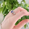 Cluster Rings Spring Qiaoer 18K Gold Plated Oval Cut 7 9mm Lab Sapphire Diamond Party for Women Gift 925 Sterling Silver Luxury SMYELLTY