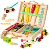 Verktyg Workshop Tool Kit for Kids Wood Toolbox Preteny Play Set Simulering Reparation NUT Demontering Skruvmontering DIY Byggnadsblock ToysVaiduryB